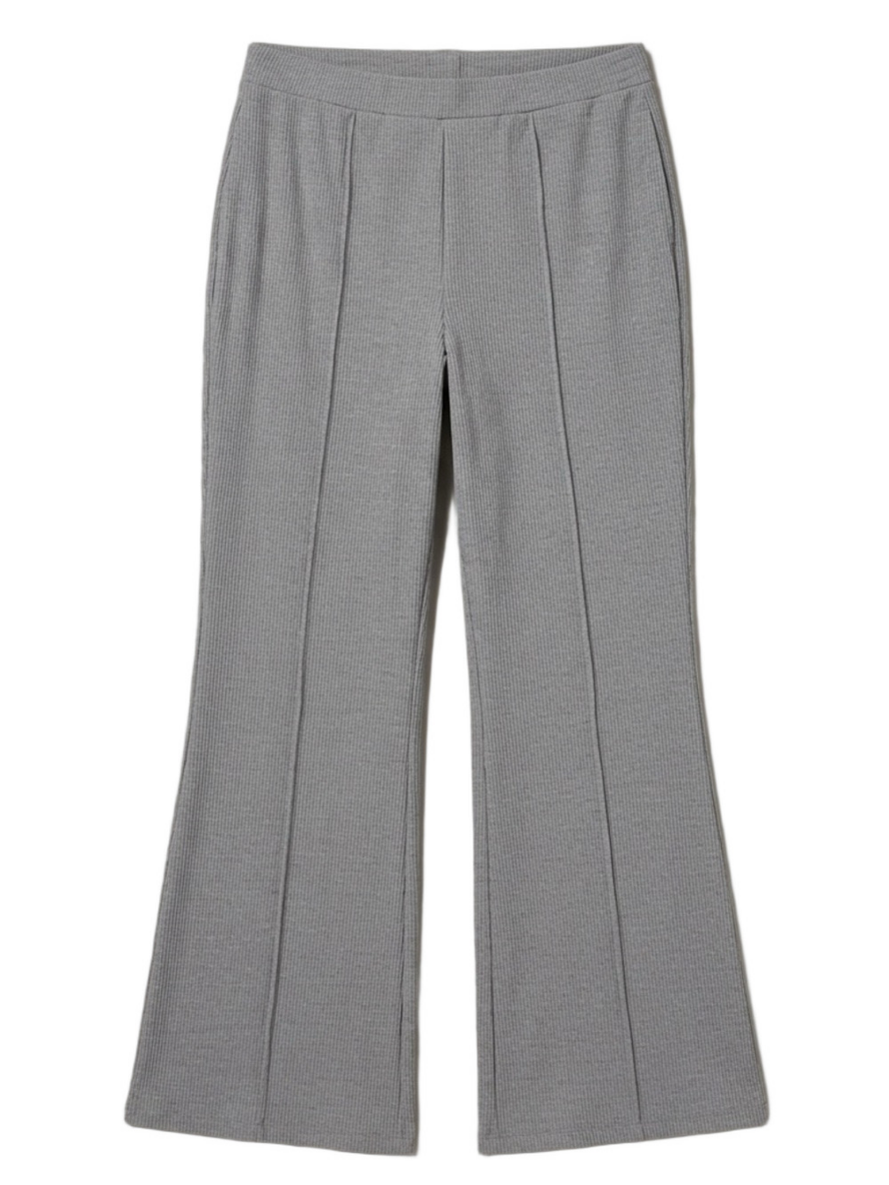 Aerie Ribbed Knit Flare Pants Heather Gray Pull On Lounge Pants Size Large